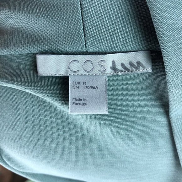 Cos M Medium Flared V Neck Dress Sage Green - Picture 5 of 8